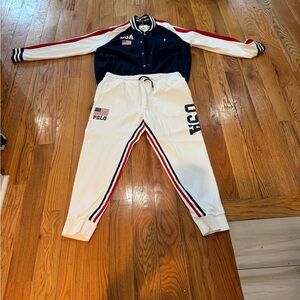 Ralph Lauren White USA Graphic Red & Navy sweatsuit set! XL!